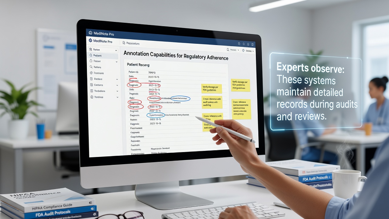 Annotation Capabilities Within Specialized Note Platforms for Regulatory Adherence in Medical Fields