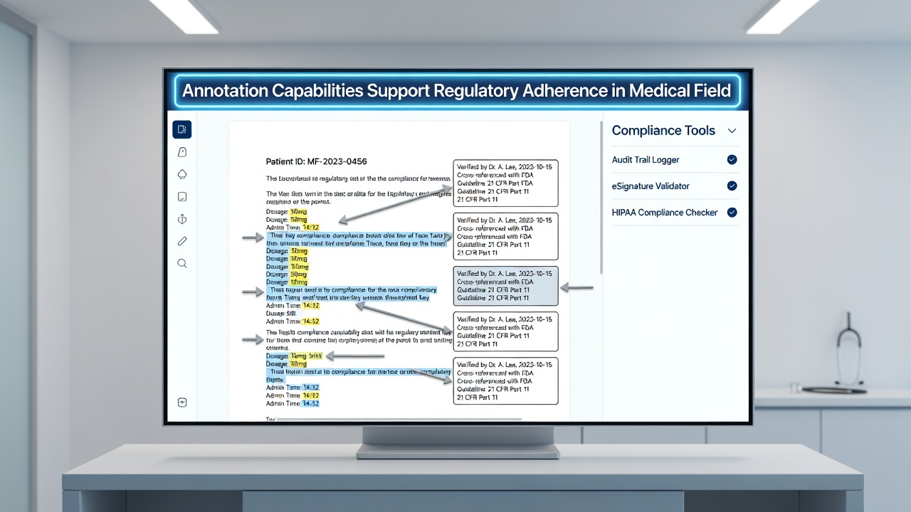 Audit team reviewing annotated medical notes on a specialized digital platform
